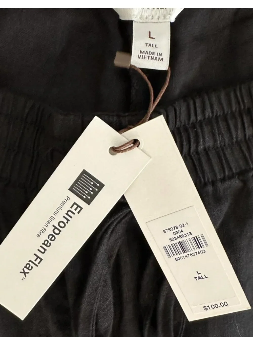 Banana Republic Women's Size L Tall Premium Linen Pull On Black Pants NEW
